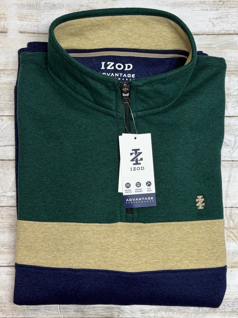 IZOD MEN'S RAIN FOREST ADVANTAGE PERFORMANCE XL QUARTER-ZIP FLEECE New With Tags